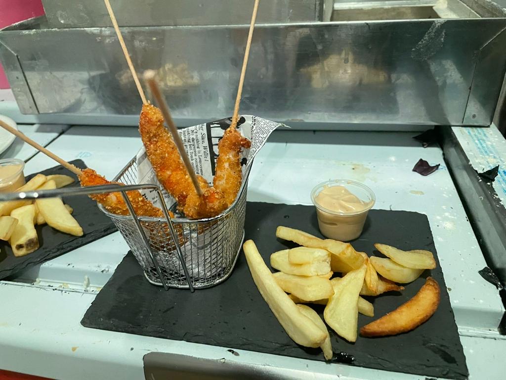 Langostinos crujientes a la BBQ